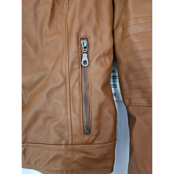 Maralyn & Me Women's Brown Faux Leather Jacket Zip Up with Pockets Size Medium - Picture 2 of 10